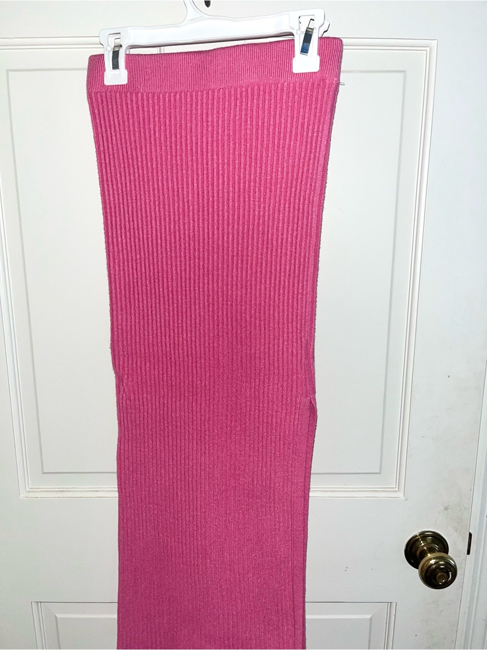 Princess Polly Ribbed Knit Pink Maxi Skirt